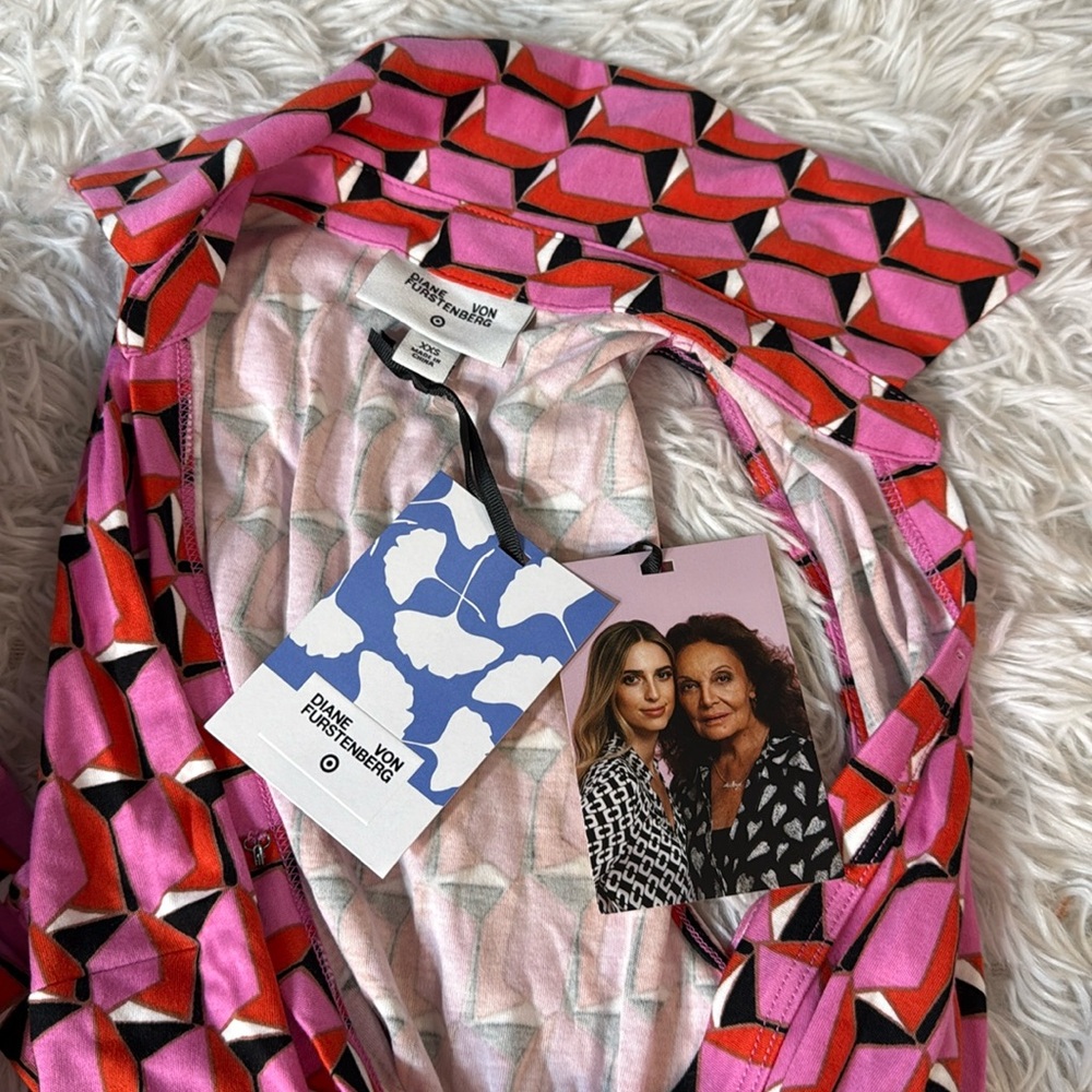 NEW Diane Von Furstenberg for Target Pink Modern Geo Collared Jumpsuit XXS - Picture 3 of 4